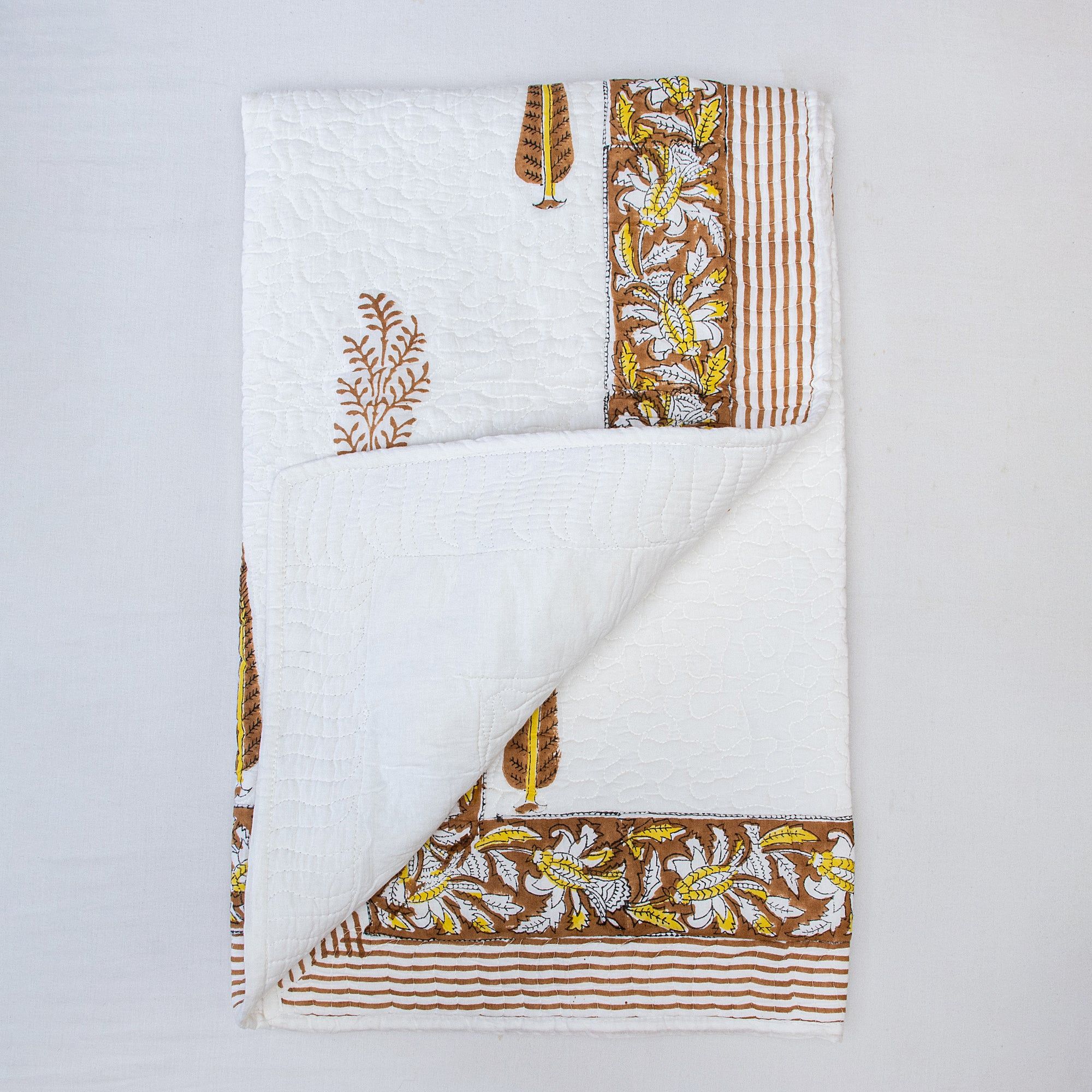 Premium Hand Printed Brown Leaf Cotton Soft Baby Blankets 116